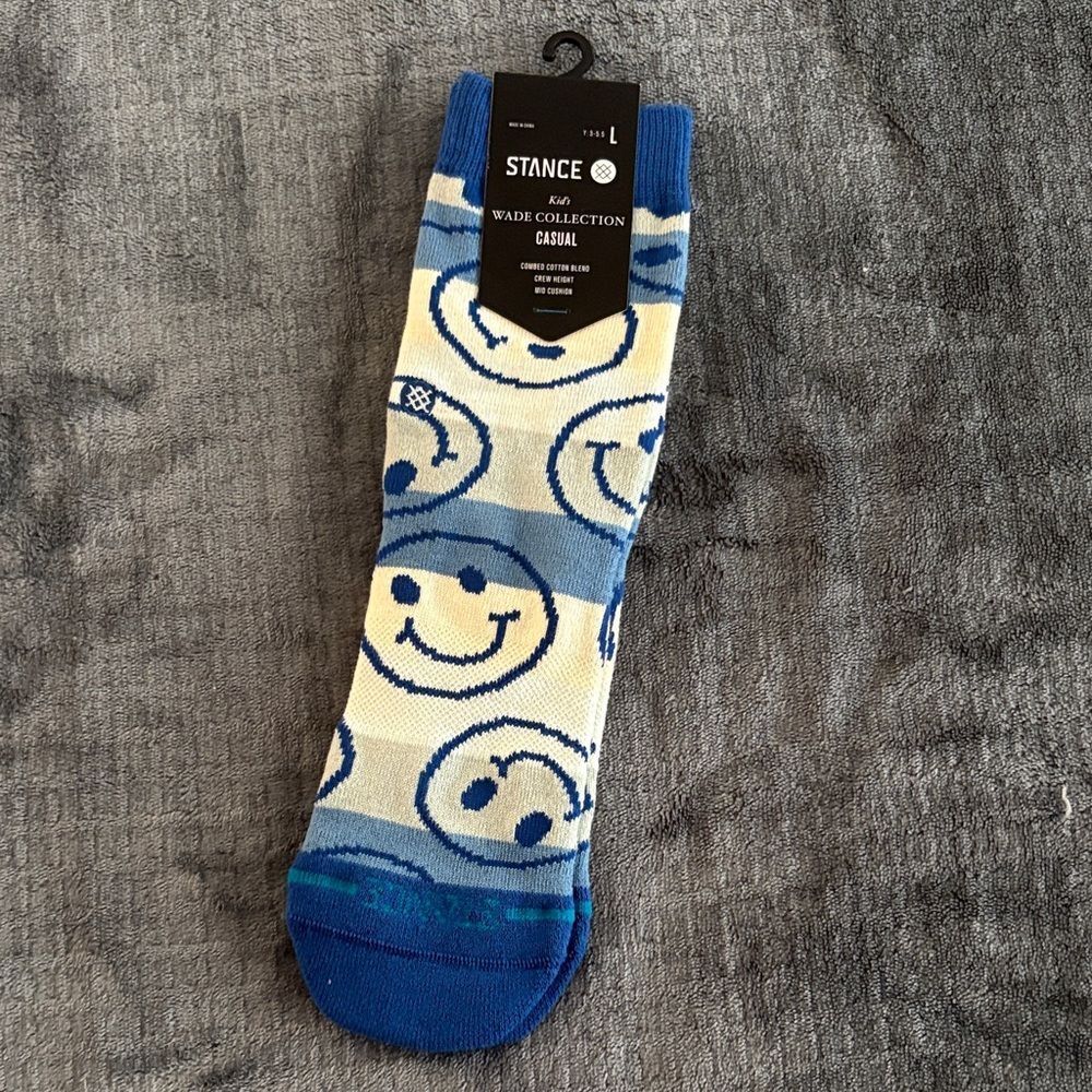Stance Kids Blue and Cream Smiley Face Socks